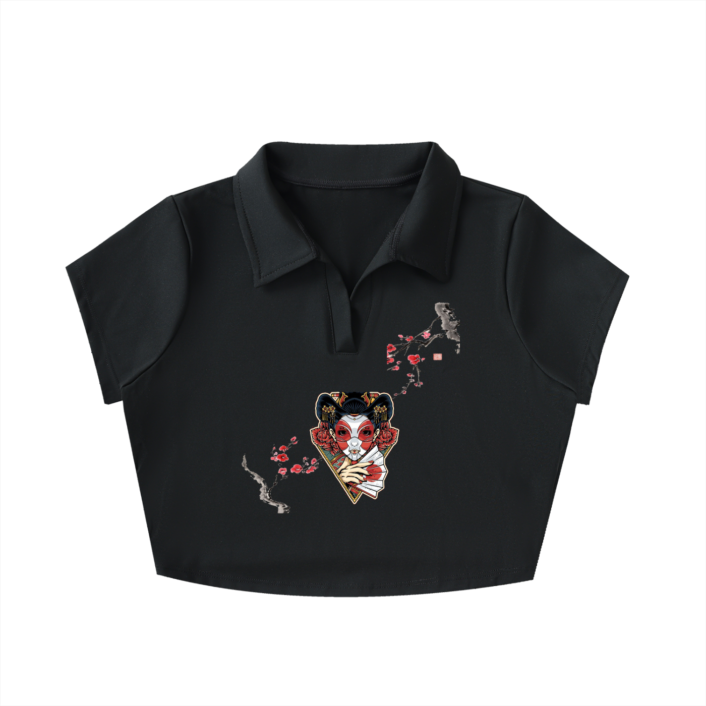 V-Neck Lapel Crop Top