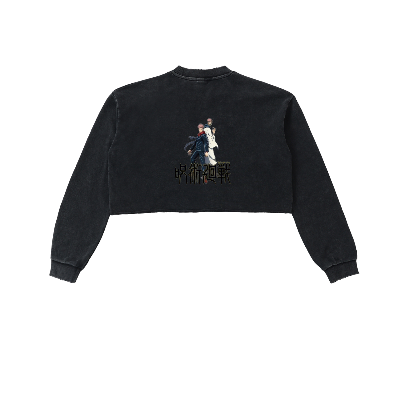 Snow Washed Raw Edge Cropped Sweatshirt