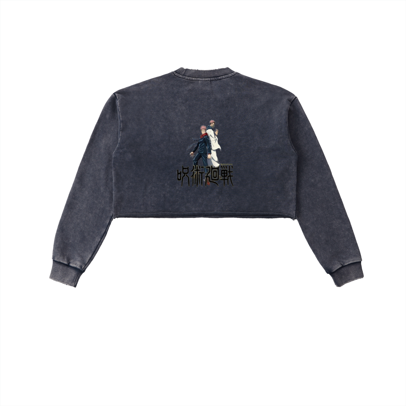 Snow Washed Raw Edge Cropped Sweatshirt