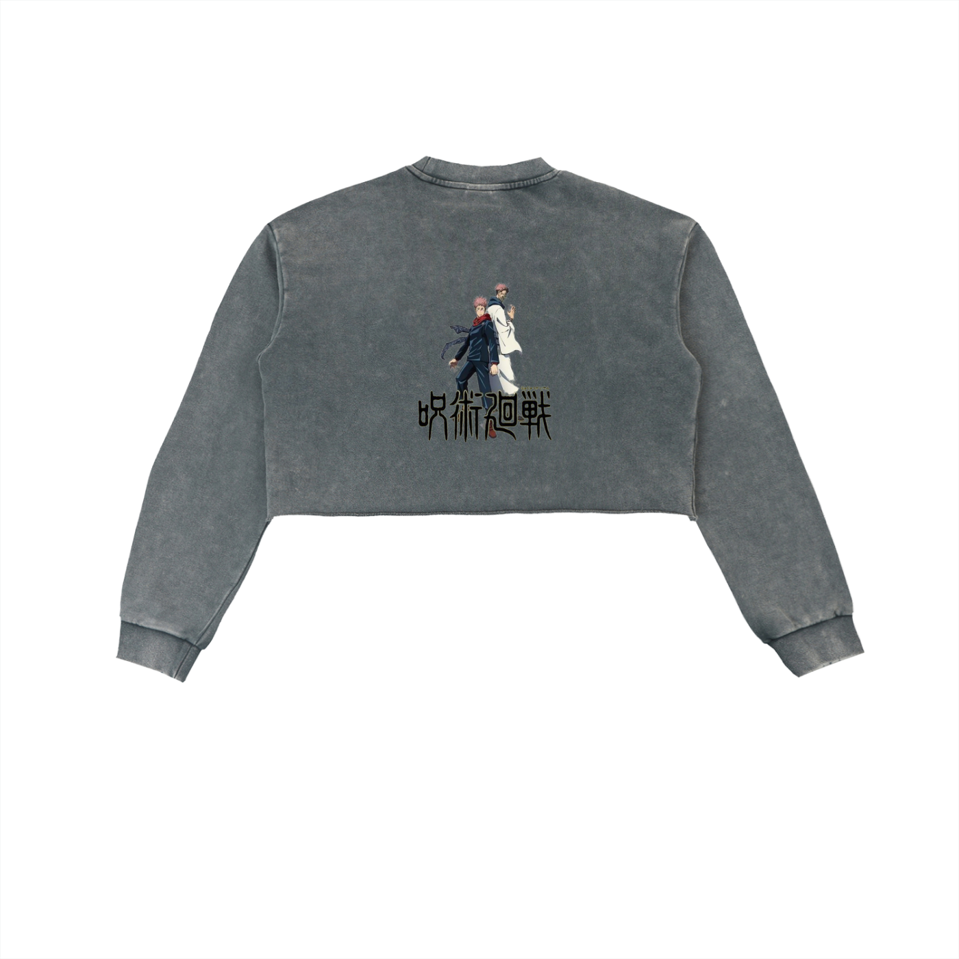 Snow Washed Raw Edge Cropped Sweatshirt