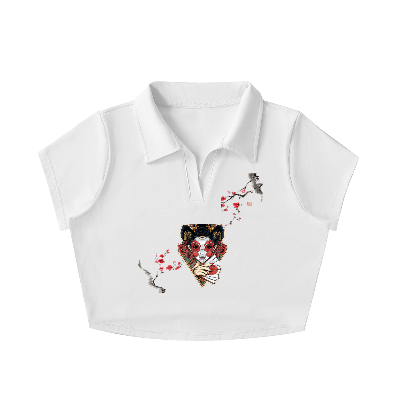 V-Neck Lapel Crop Top