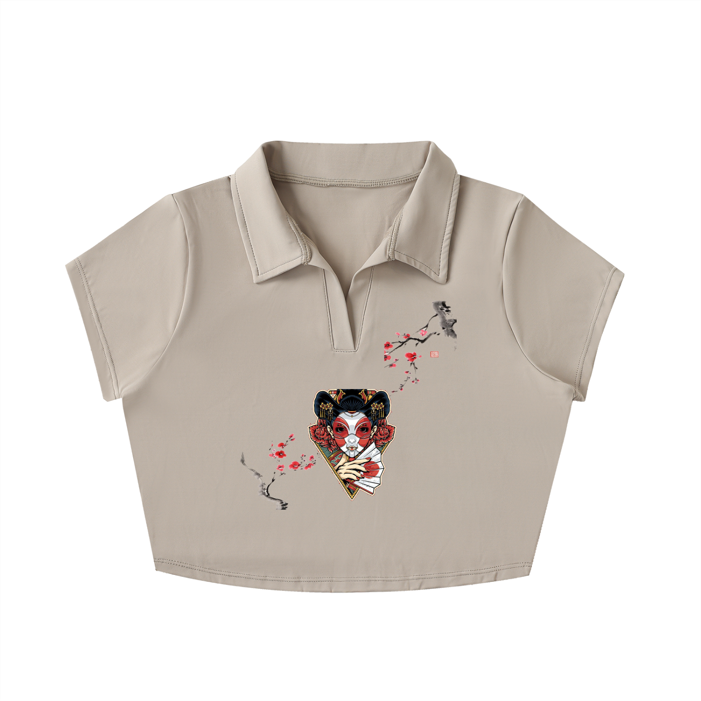 V-Neck Lapel Crop Top