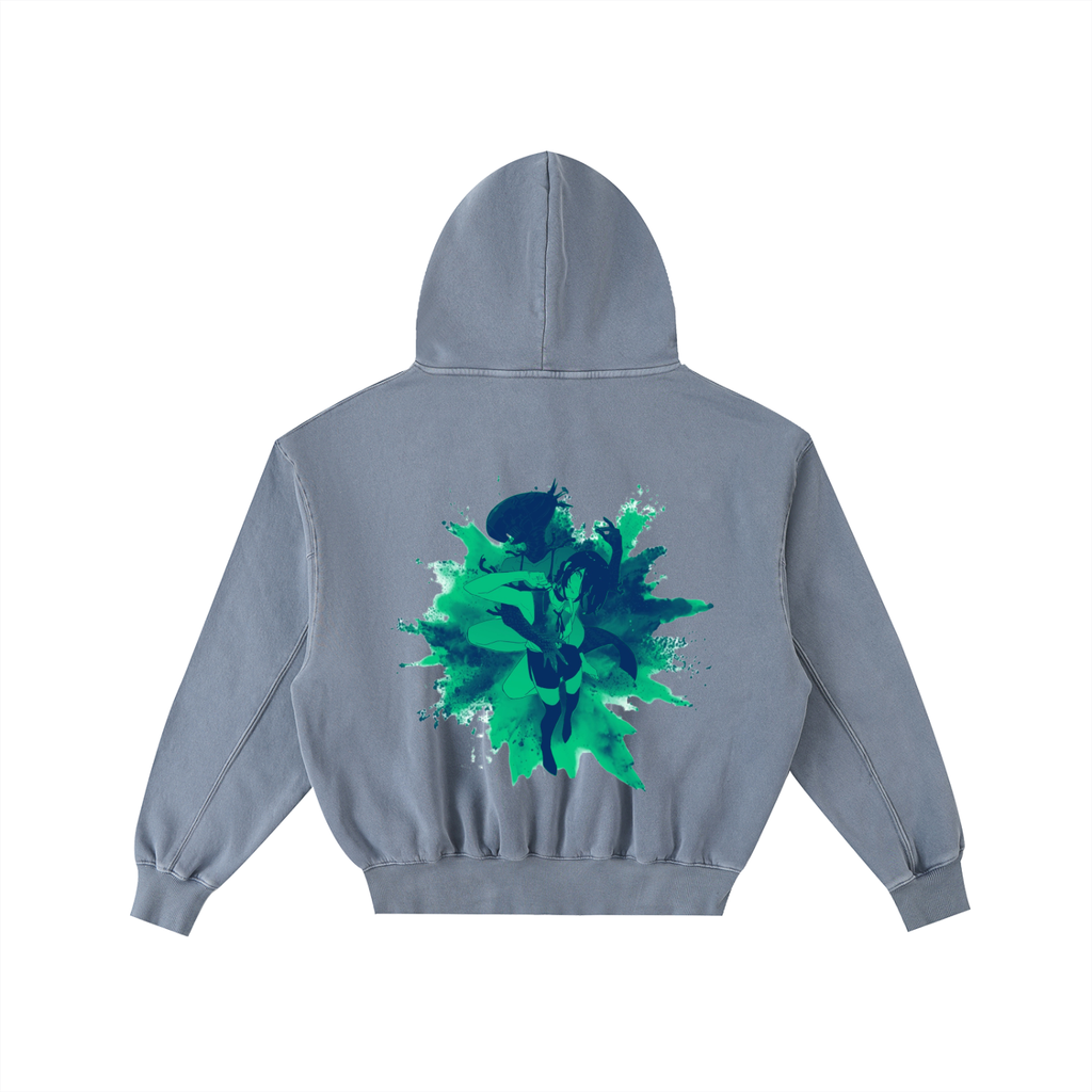 Frayed Enzyme Washed Fleece Hoodie