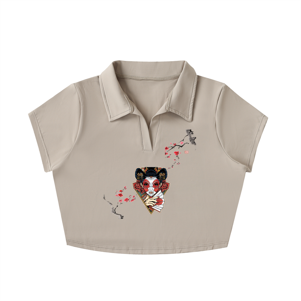V-Neck Lapel Crop Top