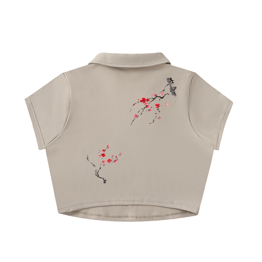V-Neck Lapel Crop Top